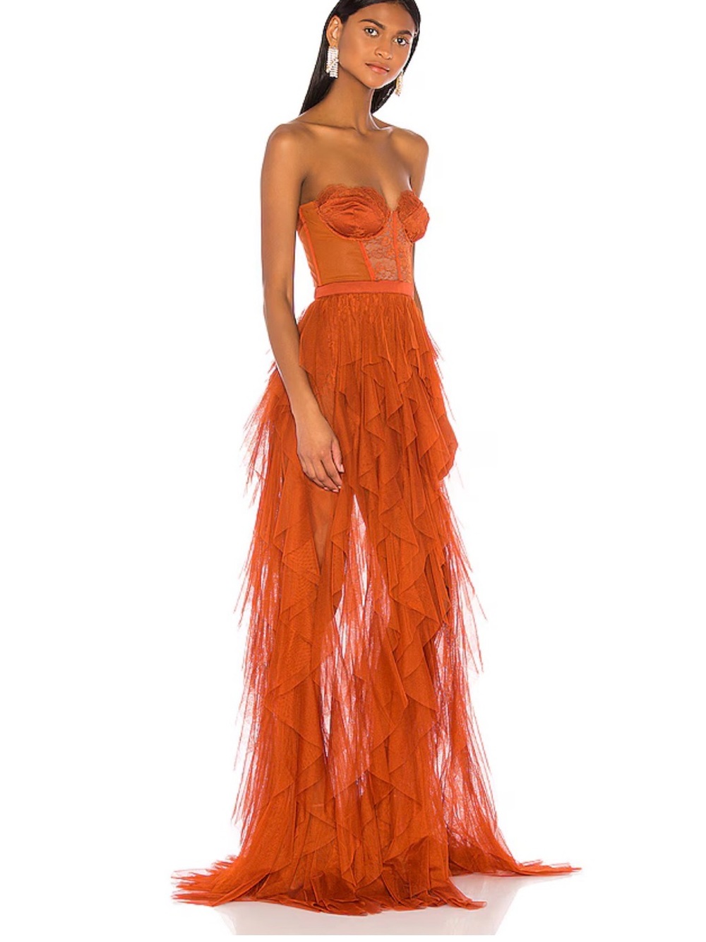 For Love & Lemons Rust Red Strapless Gown X REVOLVE BUSTIER GOWN - Picture 2 of 4